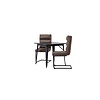 ebuy24 Tempe eethoek tafel zwart en 2 Zizo stoelen bruin.