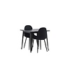 ebuy24 Tempe eethoek tafel zwart en 2 Polar stoelen zwart.