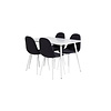 ebuy24 Polar120X80WHWH eethoek eetkamertafel wit en 4 Polar eetkamerstal zwart, wit.