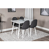 ebuy24 Polar120X80WHWH eethoek eetkamertafel wit en 4 Polar eetkamerstal zwart, wit.