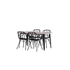 ebuy24 Tempe eethoek tafel okkernoot decor en 4 DyrÃ¶n stoelen zwart.