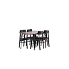 ebuy24 Tempe eethoek tafel okkernoot decor en 4 Montros stoelen zwart.