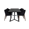 ebuy24 MarinaBLBL eethoek eetkamertafel zwart en 6 Arch eetkamerstal zwart.