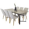 ebuy24 MarinaGRBL eethoek eetkamertafel el hout decor grijs en 6 Leone eetkamerstal lichtgrijs, eik decor.