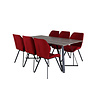 ebuy24 MarinaGRBL eethoek eetkamertafel el hout decor grijs en 6 Gemma eetkamerstal rood.