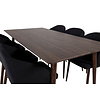 ebuy24 Polar180X90WNWN eethoek eetkamertafel Okkernoot decor en 6 Arch eetkamerstal zwart.