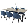 ebuy24 MarinaGRBL eethoek eetkamertafel el hout decor grijs en 6 Velvet eetkamerstal velours blauw, zwart.