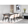 ebuy24 Dipp180x90BLBL eethoek eetkamertafel zwart en 6 Velvet eetkamerstal velours beige, zwart.