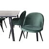 ebuy24 Dipp180x90BLBL eethoek eetkamertafel zwart en 6 Velvet eetkamerstal velours groente, zwart.