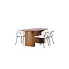 ebuy24 Isolde eethoek tafel naturel en 4 Chico stoelen wit.