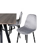 ebuy24 MarinaGRBL eethoek eetkamertafel el hout decor grijs en 6 Polar Diamond eetkamerstal velours grijs.