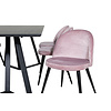 ebuy24 MarinaBLBL eethoek eetkamertafel zwart en 6 Velvet eetkamerstal velours roze, zwart.