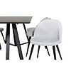 ebuy24 MarinaBLBL eethoek eetkamertafel zwart en 6 Velvet eetkamerstal fluweel lichtgrijs, zwart.