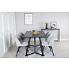 ebuy24 MarinaBLBL eethoek eetkamertafel zwart en 6 Velvet eetkamerstal fluweel lichtgrijs, zwart.