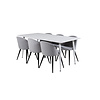 ebuy24 Polar180X90WHWH eethoek eetkamertafel wit en 6 Velvet eetkamerstal fluweel lichtgrijs, zwart.