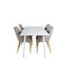 ebuy24 Polar180X90WHWH eethoek eetkamertafel wit en 4 Comfort eetkamerstal lichtgrijs, eik decor.