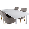 ebuy24 Polar180X90WHWH eethoek eetkamertafel wit en 4 Comfort eetkamerstal lichtgrijs, eik decor.