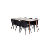 ebuy24 Polar180X90WNWN eethoek eetkamertafel Okkernoot decor en 6 Velvet eetkamerstal velours zwart.