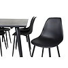 ebuy24 Dipp180x90BLBL eethoek eetkamertafel zwart en 6 Polar eetkamerstal zwart.