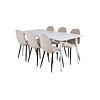 ebuy24 Polar180X90WHWH eethoek eetkamertafel wit en 6 Polar eetkamerstal velours beige.