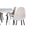 ebuy24 Polar180X90WHWH eethoek eetkamertafel wit en 6 Polar eetkamerstal velours beige.