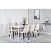 ebuy24 Polar180X90WHWH eethoek eetkamertafel wit en 6 Polar eetkamerstal velours beige.