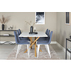 ebuy24 Piazza180x90WHNA eethoek eetkamertafel wit en 6 Polar eetkamerstal blauw, wit.