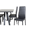 ebuy24 MarinaBLBL eethoek eetkamertafel zwart en 6 Slim High Back eetkamerstal PU kunstleer zwart.