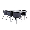 ebuy24 PiazzaBLBL eethoek eetkamertafel zwart en 6 Berit eetkamerstoel velours zwart.