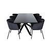 ebuy24 PiazzaBLBL eethoek eetkamertafel zwart en 6 Berit eetkamerstoel velours zwart.