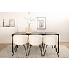 ebuy24 Pelle eethoek eetkamertafel zwart en 6 Berit eetkamerstal velours beige.