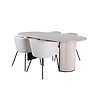 ebuy24 BiancaWW eethoek eetkamertafel eik fineer wit washed en 4 Berit eetkamerstal velours beige.