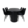 ebuy24 BiancaBL eethoek eetkamertafel zwart en 6 Polar eetkamerstal velours zwart.