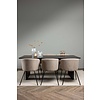 ebuy24 Vail eethoek tafel zwart en 6 berit stoelen beige.