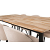 ebuy24 CirebonBL eethoek eetkamertafel teakhout en 6 Velvet eetkamerstal velours beige, zwart.