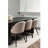 ebuy24 Vail eethoek tafel zwart en 6 Velvet stoelen beige.