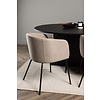 ebuy24 Bootcut eethoek tafel zwart en 6 berit stoelen beige.