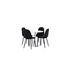 ebuy24 Hamden eethoek tafel wit en 4 Polar stoelen zwart.
