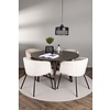 ebuy24 Kaseindon eethoek tafel bruin en 4 berit stoelen beige.