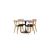 ebuy24 Glade eethoek tafel zwart en 4 Sanjos stoelen naturel.