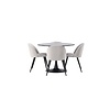 ebuy24 Glade eethoek tafel zwart en 4 Velvet stoelen grijs.
