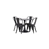 ebuy24 Glade eethoek tafel zwart en 4 Tempe stoelen zwart.