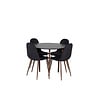 ebuy24 PlazaBLWA100 eethoek eetkamertafel zwart en 4 Polar eetkamerstal zwart.