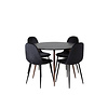 ebuy24 PlazaBLWA100 eethoek eetkamertafel zwart en 4 Polar eetkamerstal velours zwart.