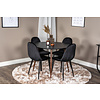 ebuy24 PlazaBLWA100 eethoek eetkamertafel zwart en 4 Polar eetkamerstal velours zwart.