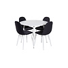 ebuy24 PlazaWHWH100 eethoek eetkamertafel wit en 4 Polar eetkamerstal zwart, wit.