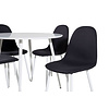 ebuy24 PlazaWHWH100 eethoek eetkamertafel wit en 4 Polar eetkamerstal zwart, wit.