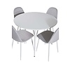 ebuy24 Plaza eethoek tafel wit en 4 Polar stoelen grijs.