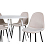 ebuy24 PlazaWHWH100 eethoek eetkamertafel wit en 4 Polar eetkamerstal velours beige.