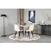 ebuy24 PlazaWHWH100 eethoek eetkamertafel wit en 4 Polar eetkamerstal velours beige.